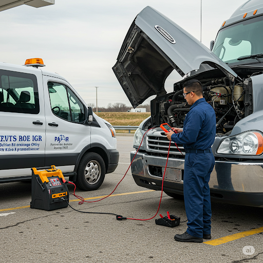 Commercial truck jump start service