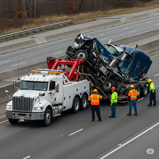Commercial truck winching and recovery service